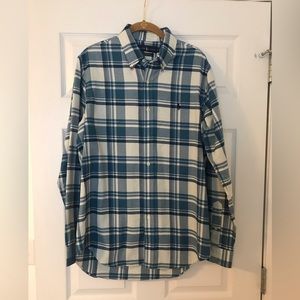 Ralph Lauren Performance Flannel Button Up Long Sleeve Shirt Mens Medium Blue